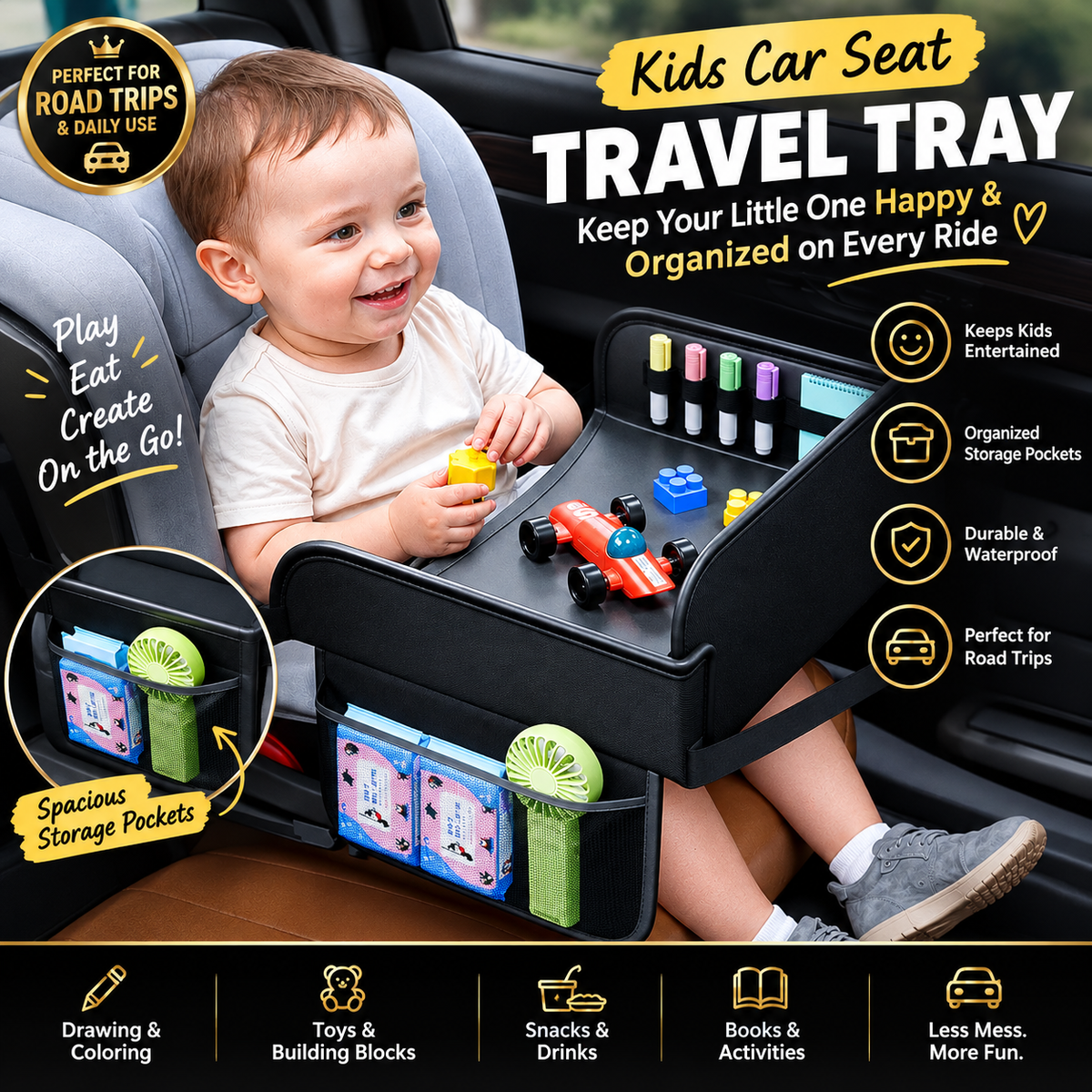 Kids Car Activity Tray – Play, Eat & Create On the Go