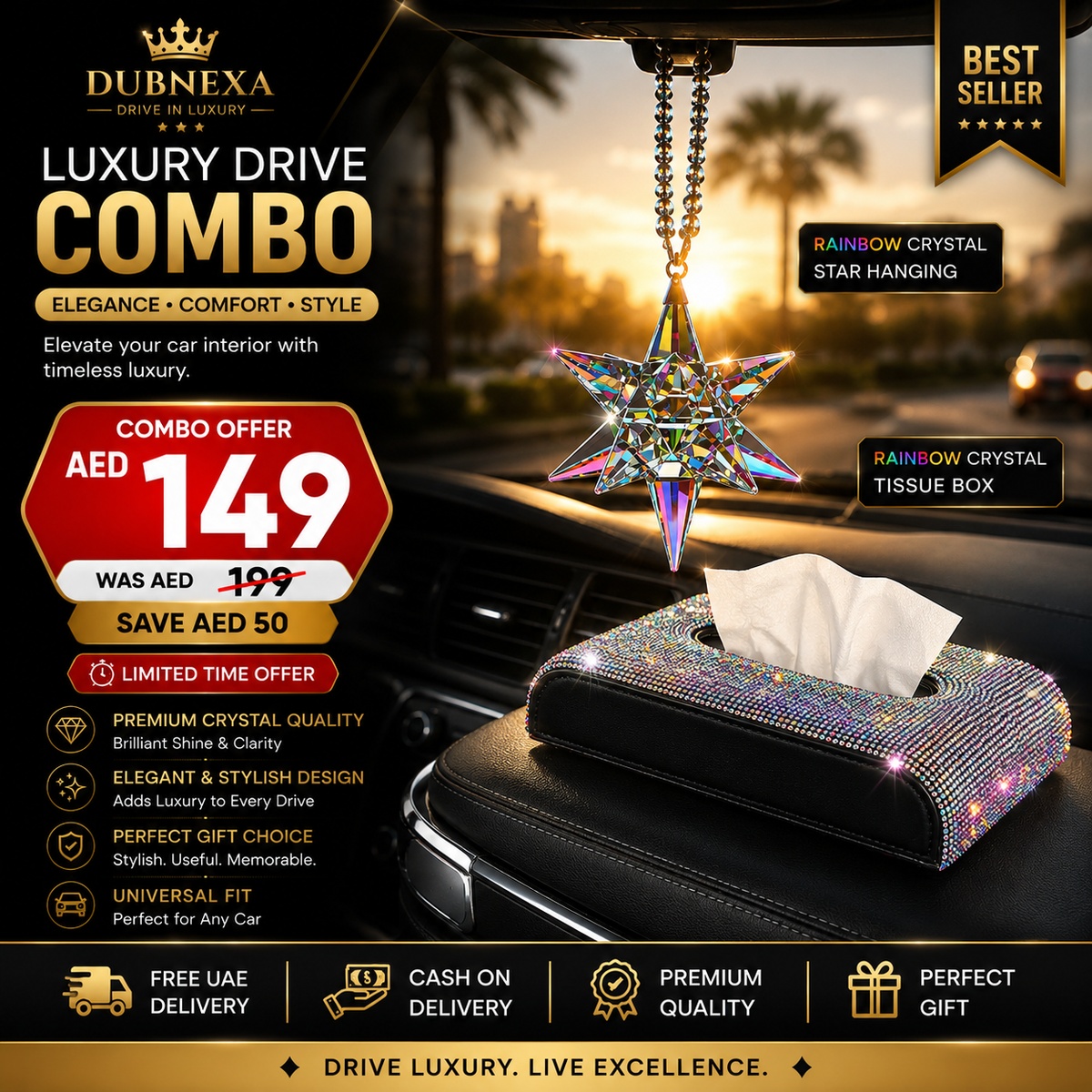 Luxury Combo : Crystal Hanging + Tissue Box